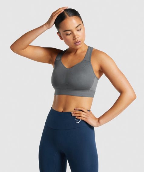 Women's Gymshark Lightweight High Support Sports Bra Grey | NZ 7PFWCU